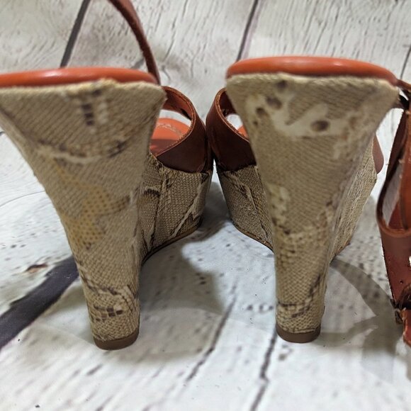 FRANCO BARBIERI Leather Ankle Strap Wedge Sandals Snakeskin 8 - Picture 7 of 13